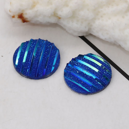 Imagen de Resina AB Rainbow color Aurora Borealis Dome Seals Cabochon Ronda Azul Raya (Ajusta Brillo ) 12mm 100 Unidades