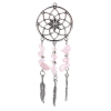 Immagine di Lega di Zinco Ciondoli Cacciatore di sogni Argento Antico Rosa Piuma 10.1cm x 3.5cm , 1 Pz