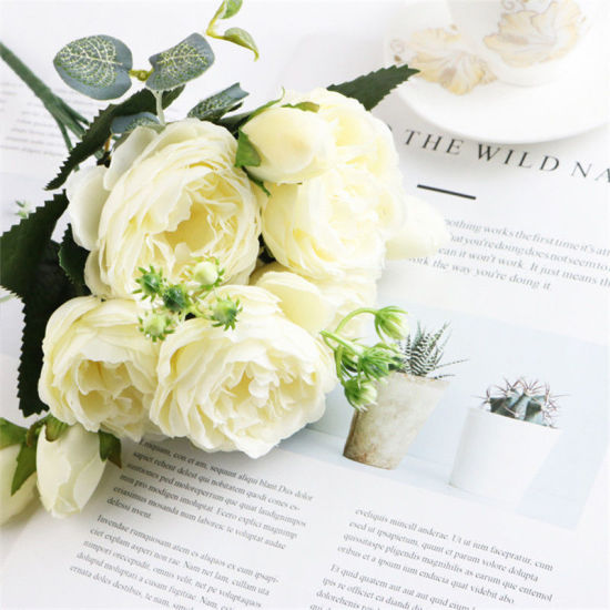 Image de Fleur Artificielle en Plastique Blanc 30cm, 1 Pièce