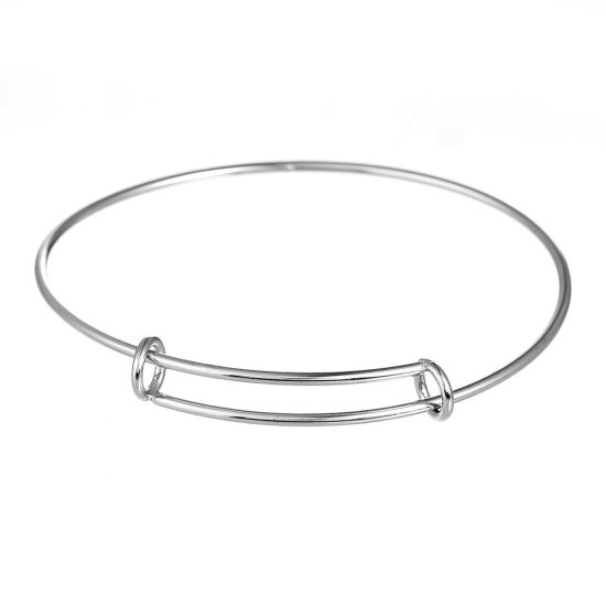 Image de Support Bracelet Jonc en Acier Inoydable Forme Rond Réglable    
