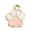 Memoriale dell'animale Charms Zampa Oro Placcato Bianco & Rosa Smalto 15mm x 12mm , 10 Pz
