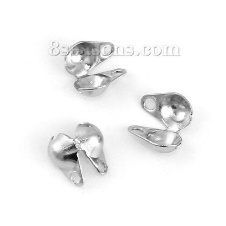 304 Acciaio Inossidabile Coprinodo con Gancio catena connettore chiusura Tono Argento (Adatta a catena a perline da 4mm) 6mm x 4mm, 50 Pz