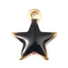 Immagine di Ottone Sequins Smaltati Charms Stella a Cinque Punte Colore di Ottone Nero 9mm x 8mm, 10 Pz