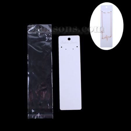 Carta Cartoncini Collana Espositori per Gioielli Rettangolo Bianco 20.9cm x 6cm, 30 Pz