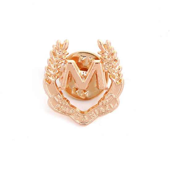 Image de Broche Epingle Epi de blé Message " M " Doré Creux 20mm x 18mm, 1 Pièce