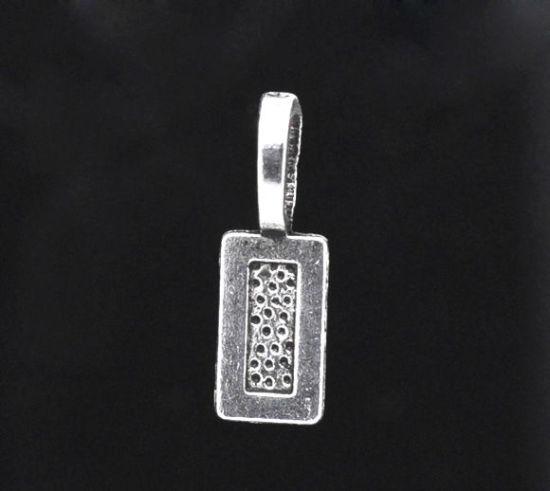 Picture of Zinc Based Alloy Glue On Bails Rectangle Antique Silver Color 21mm x 7mm, 50 PCs