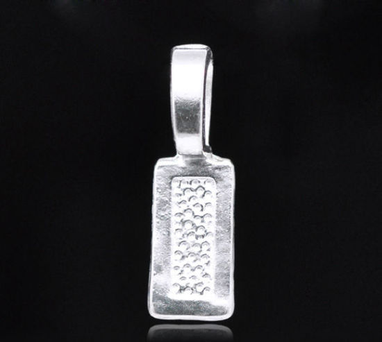 Picture of Zinc Based Alloy Glue On Bails Rectangle Silver Plated 26mm(1") x 8mm( 3/8"), 50 PCs