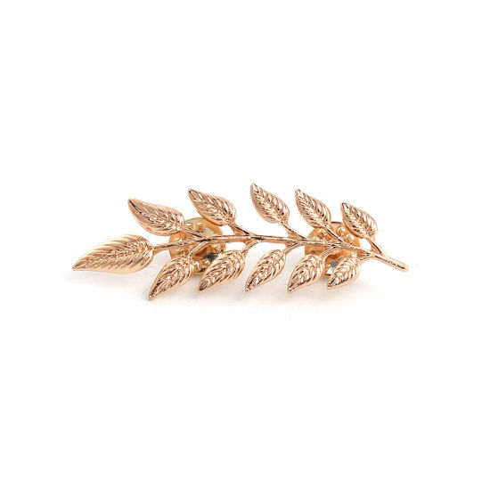 Image de Broche Epingle Feuille Doré 6.5cm x 2.2cm, 1 Paire