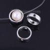 Immagine di Lega di Zinco Montatura Anello Tono Argento (Addetti 8mm Perline) 12mm Dia, 10 Pz