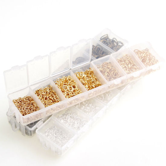 プラスチック+アルミ 丸カン 円形 シルバートーン 3mm-8mm直径、 1 個 の画像