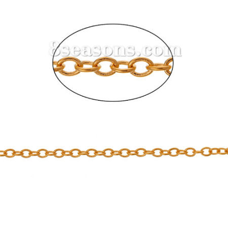 Latón Link Cable Cadena Cruz Accesorios Chapado en Oro 2x1.5mm 5 M