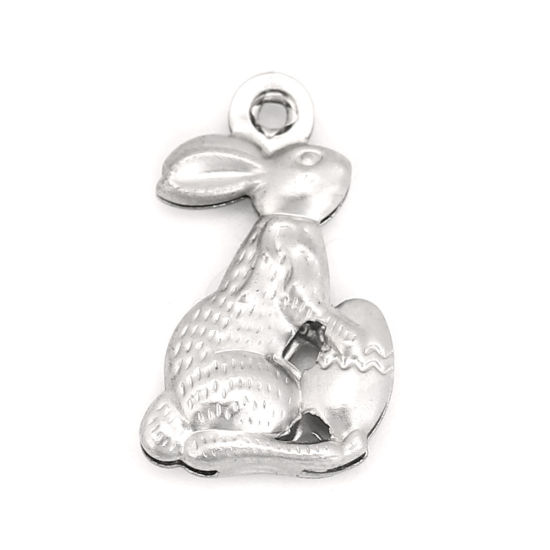 Immagine di 316 Acciaio inossidabile Charms Coniglio Tono Argento 18mm x 11mm, 20 Pz