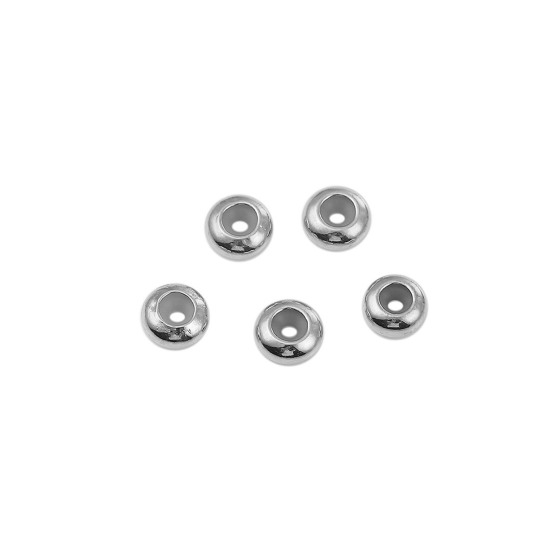 Image de Perles à Fermoir Coulissant en Acier Inoydable Rond      