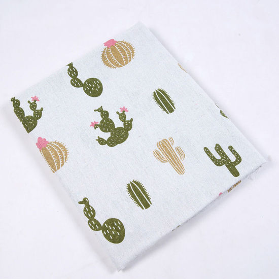 Image de Tissu en Mélange Polyester & Coton Vert Cactus 150cm x 100cm, 1 M