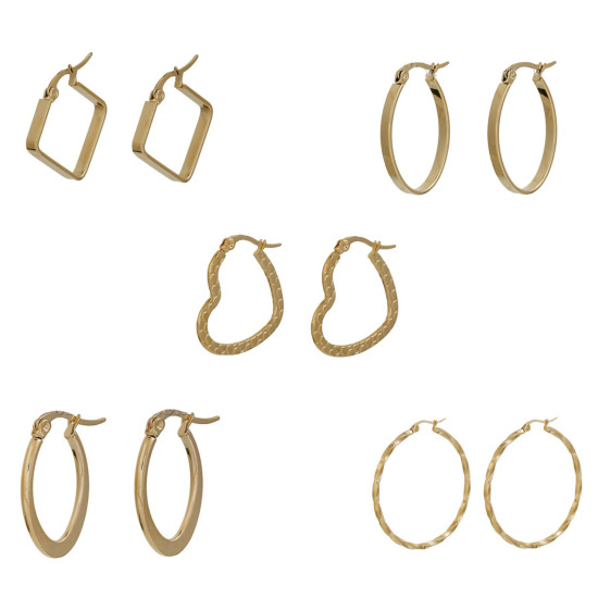 Image de Boucles d'Oreilles Créole Anneau en 304 Acier Inoydable Cœur 
