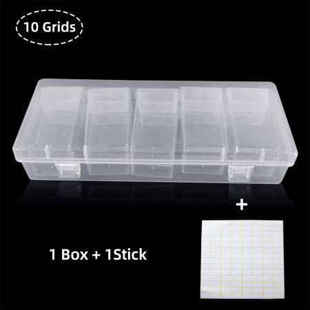 10 Compartment Plastic Storage Container Box Basket Rectangle Transparent Clear 15.5cm x 6.3cm, 1 Piece