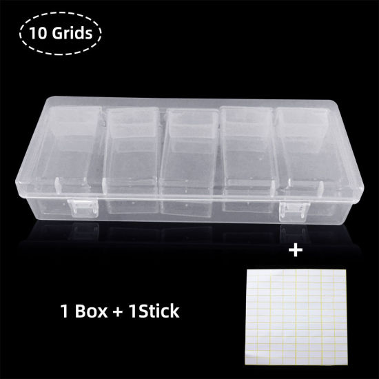 10マス ABS 収納ボックス・バスケット 長方形 クリア色 15.5cm x 6.3cm、 1 個 の画像