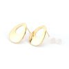 Immagine di Ottone Orecchini a Perno 18K Vero Oro Placcato Goccia W / Anello aperto 17mm x 12mm, Dimensione di Posta / Cavo: (21 misura), 4 Pz