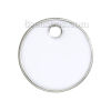 Picture of Zinc Based Alloy Epoxy Enamel Sequins Charms Round Disc Silver Tone White 16mm( 5/8") Dia, 5 PCs