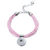 Immagine di Corda della Cera Snap Pulsanti Braccialetti Adatto a Snap Pulsanti Rosa Tono Argento Lunghezza: 19cm, Dimensione di Foro: 6mm, 1 Pz