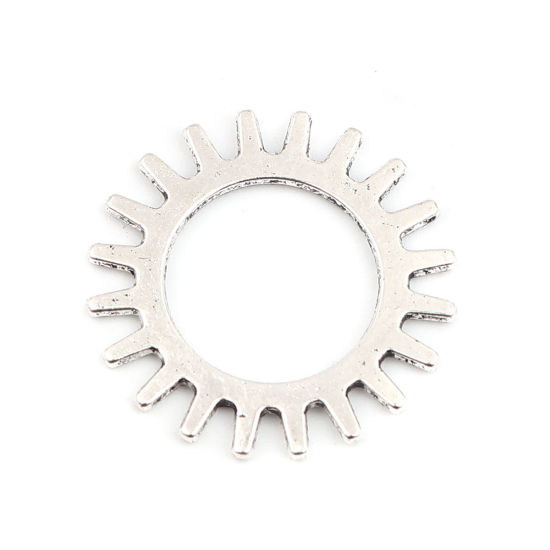 Picture of Zinc Based Alloy Connectors Sun Antique Silver Color 24mm x 24mm, 50 PCs