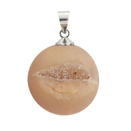 Image de 1 Pièce Pendentif Breloque Druzy en Agate ( Naturel ) Rond