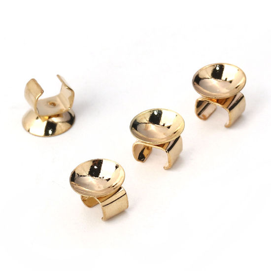 Picture of Brass Hair Accessories Findings Gold Plated Round 8mm( 3/8") Dia., 20 PCs