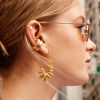 Picture of Earrings Gold Plated Pin Flower 5.2cm x 2.5cm, 1 Pair