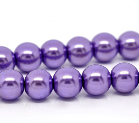 Vetro Sciolto Perline Tondo Colore Viola Nulla Disegno Colore Placcato Circa 10mm Dia, Foro: Circa 1mm, 82cm lunghezza: 2 Fili （Circa90 Pezzi/Treccia)