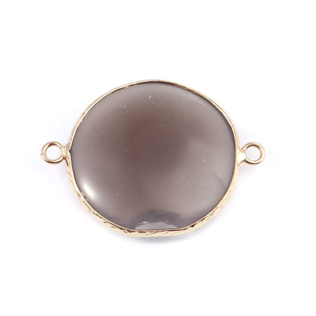 (Classement A) Connecteurs en Agate ( Naturel ) Rond