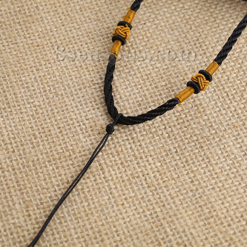 Image de Colliers de Corde Tressé en Polyester Noir, 61.5cm - 46cm Long, 5 Pcs