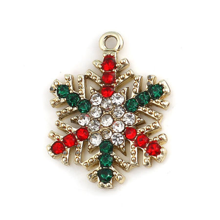 Breloques en Alliage de Zinc Flocon de Neige de Noël à Strass      
