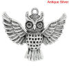 Picture of Zinc Based Alloy Halloween Pendants Owl Animal Antique Silver (Can Hold ss6 ss12 Rhinestone) 5.1cm(2") x 4.4cm(1 6/8"), 10 PCs