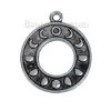 Imagen de Aleación del Cinc Charms Ronda Plata Antigua Negro Bohemia Luna Hueco 24mm x 20mm, 20 Unidades
