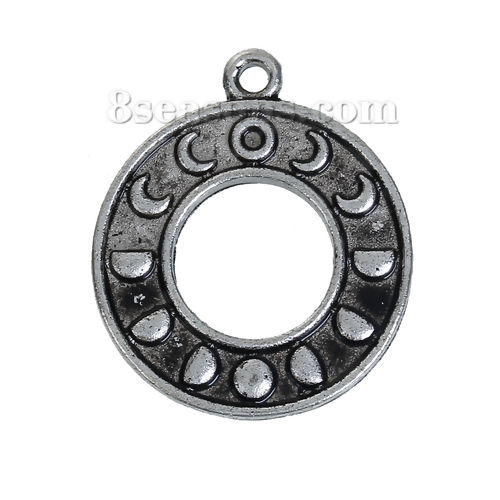 Image de Breloque au Style Bohème Chic en Alliage de Zinc Rond Lune Creux     