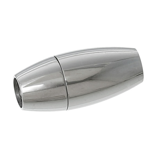 Immagine di 304 Acciaio Inossidabile & Maghete Chiusura Magnetica Barile Tono Argento 17mm x 8mm, 2 Set