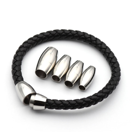 Immagine di 304 Acciaio Inossidabile & Maghete Chiusura Magnetica Barile Tono Argento 17mm x 8mm, 2 Set