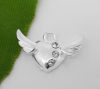 Picture of Zinc Based Alloy Charm Pendants Heart Angel WingClear Rhinestone 