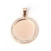 Imagen de Zamak Colgantes Ronda KC Dorado Base Camafeo (Apta 20mm) Transparente Rhinestone 34mm x 25mm, 3 Unidades