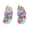 Immagine di Lega di Ferro Ciondoli Piuma Multicolore Filigree Stamping 60mm x 27mm , 10 Pz