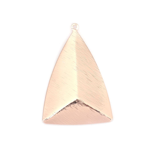 Immagine di Ottone Serie Geometry Ciondoli Oro Rosa Triangolo Trafila 41mm x 27mm, 5 Pz