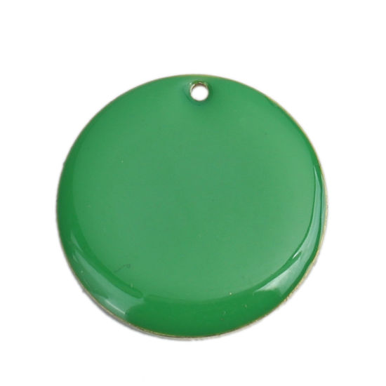 Image de Breloques Sequins Emaillés Double Face en Laiton Rond
