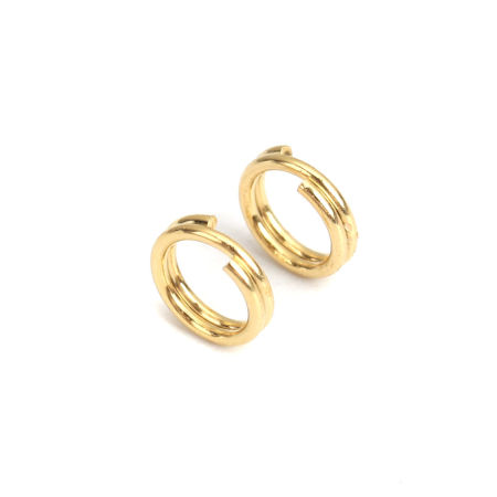 0.7mm 316 Acciaio inossidabile Doppio Diviso Stile Anello di Salto Tondo Oro Placcato 5mm Dia., 50 Pz