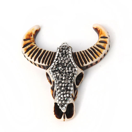 Image de Pendentifs en Résine Style Bohème Bœuf Micro Pavé à Strass      