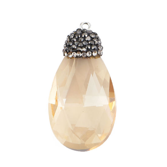 Image de Pendentifs en Goutte d'Eau Champagne à Strass A Facettes     