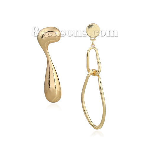 Image de Boucles d'Oreilles Doré Irrégulier 8cm x2cm, 6cm long, 1 Paire