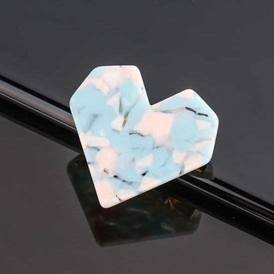 亜鉛合金+アクリル ヘアクリップ ターコイズ色 ハート 4cm x 3.7cm、 1 個 の画像