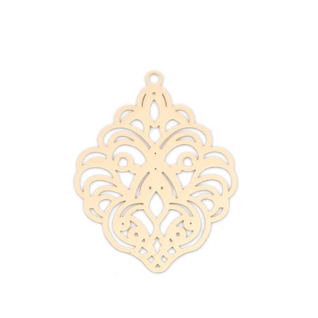 Brass Filigree Stamping Pendants Flower