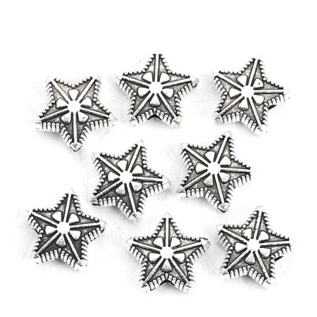 Zinc Based Alloy Spacer Beads Pentagram Star Flower 