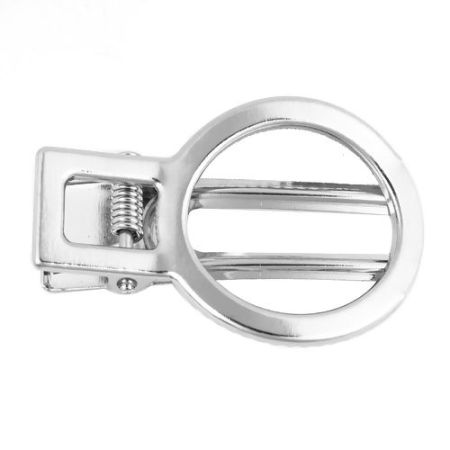 Iron Based Alloy Hair Clips Findings Round Silver Tone 51mm x 33mm, 20 PCs